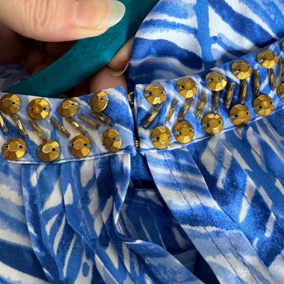 Lilly Pulitzer Colby Romper Lapis Blue Costa Verde Size L - Picture 5 of 11